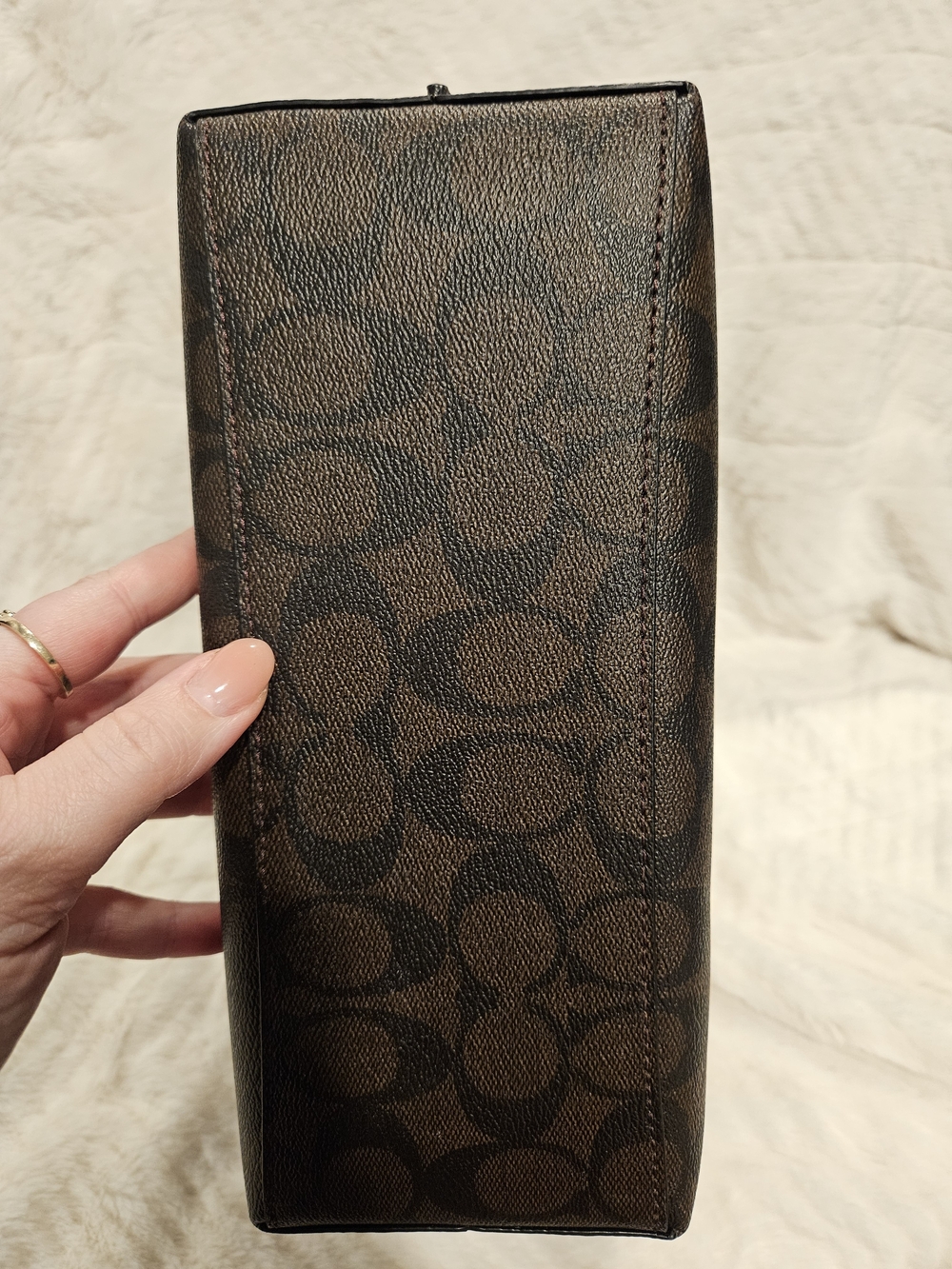 Coach Mollie 25 Tote Bag In Dark Brown Signature Canvas - Picture 8 of 12